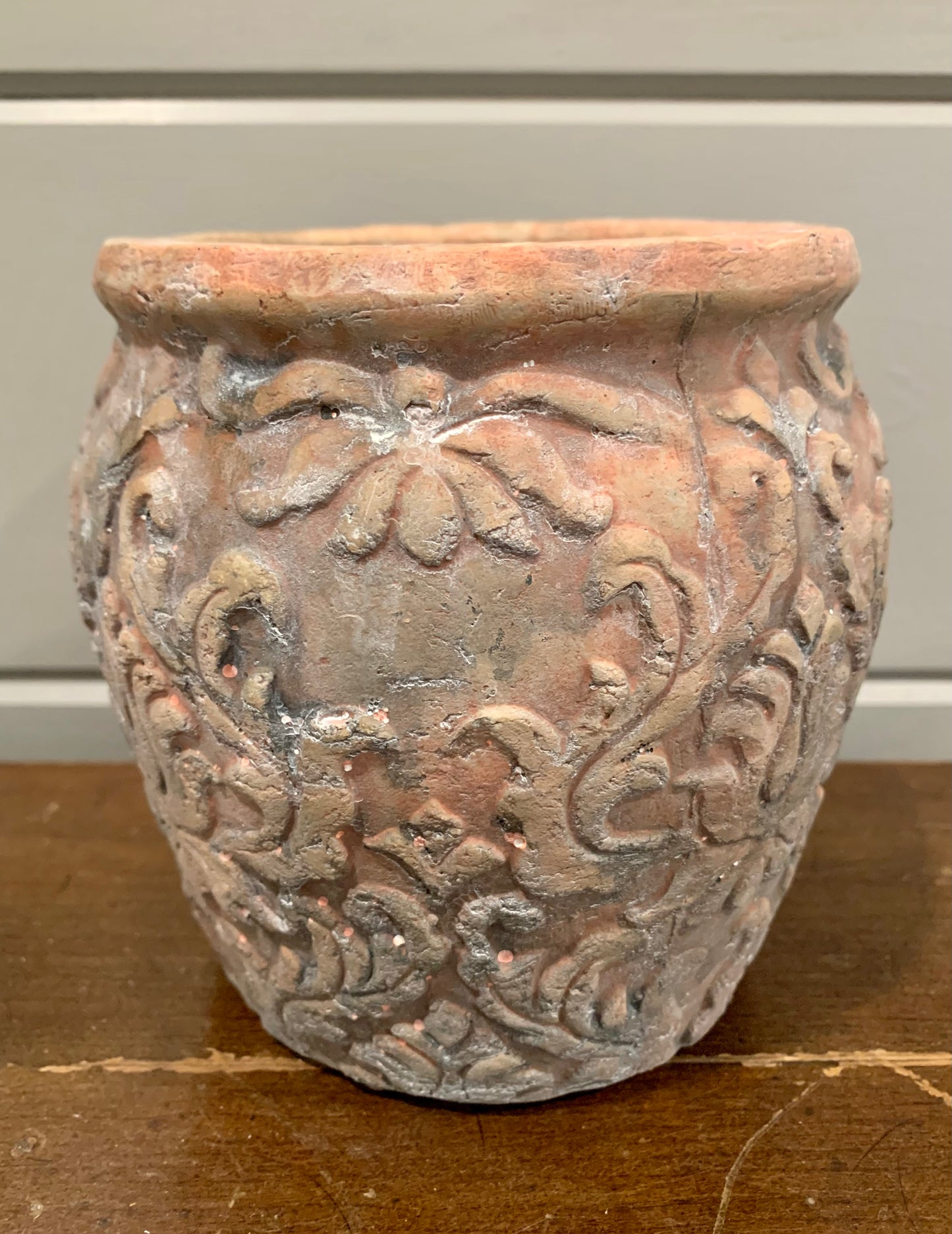 Distressed Terra Cotta Round Planter