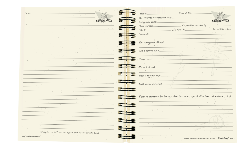 Write it Down - Camping - The Campers Journal