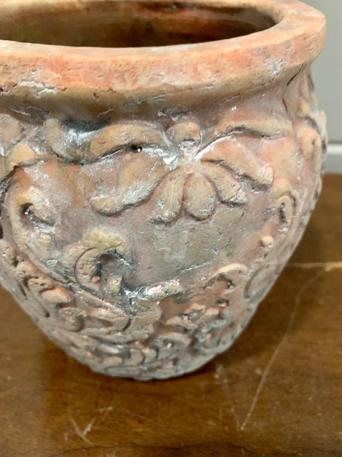 Distressed Terra Cotta Round Planter