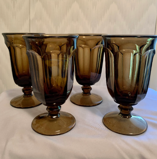 Imperial Glass OLD WILLIAMSBURG -set of 4 Brown Glasses