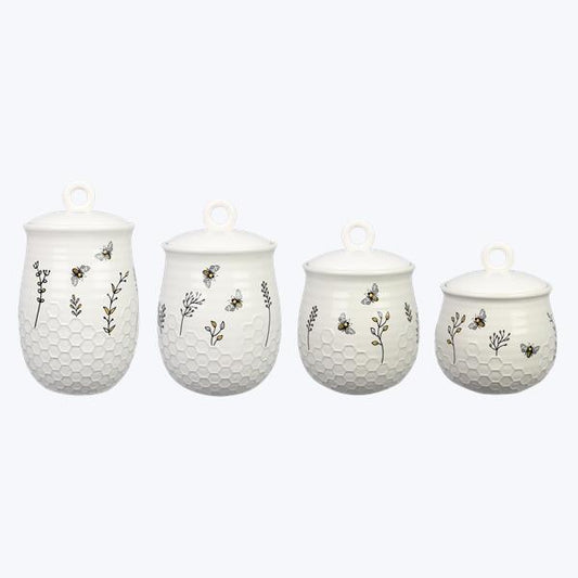 Honey Bee Ceramic Canisters - Set of 4
