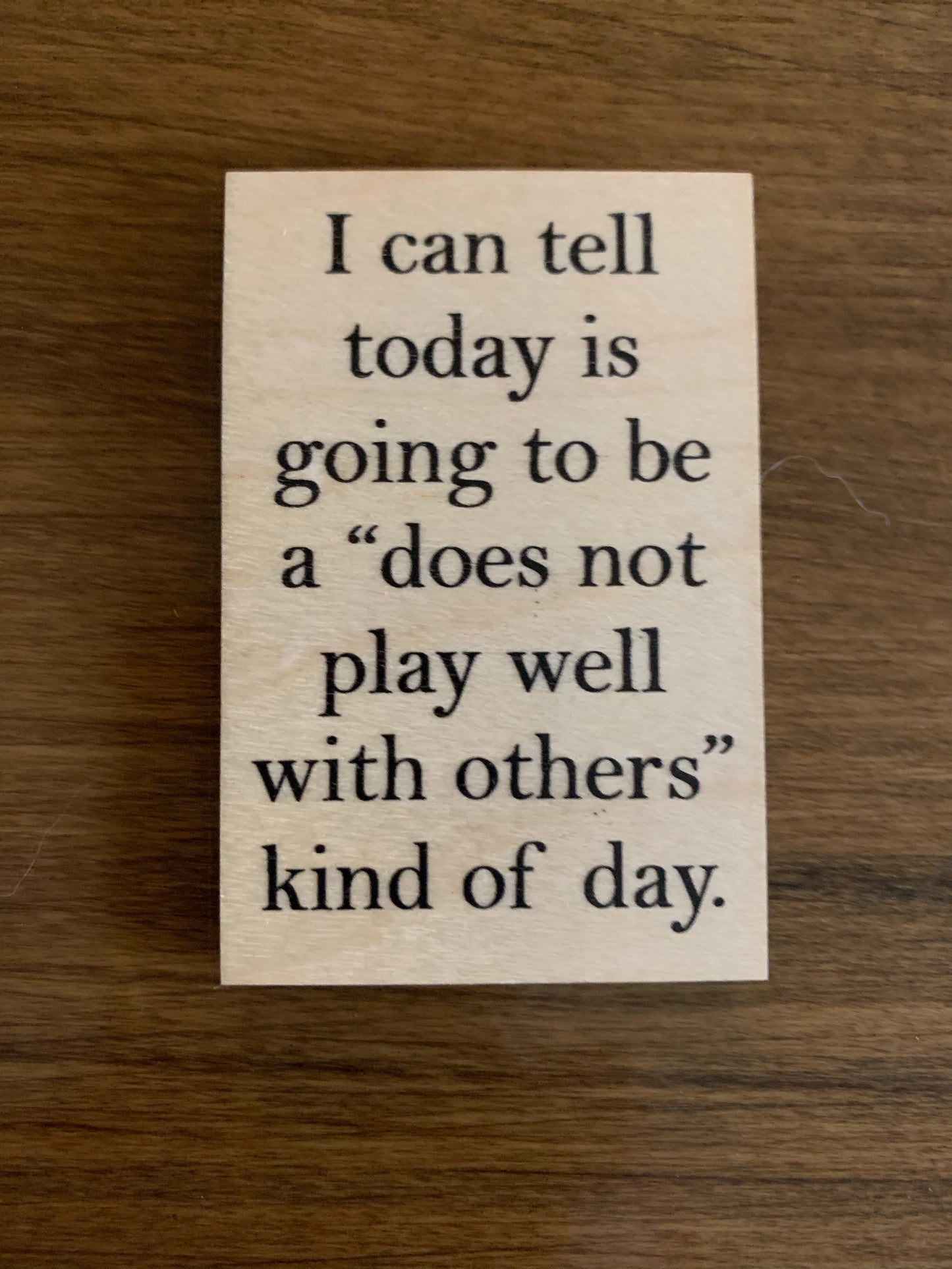 Does Not Play Well With Others Wooden Magnet