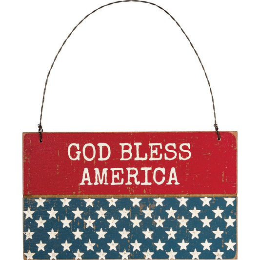 God Bless America Wood Ornament