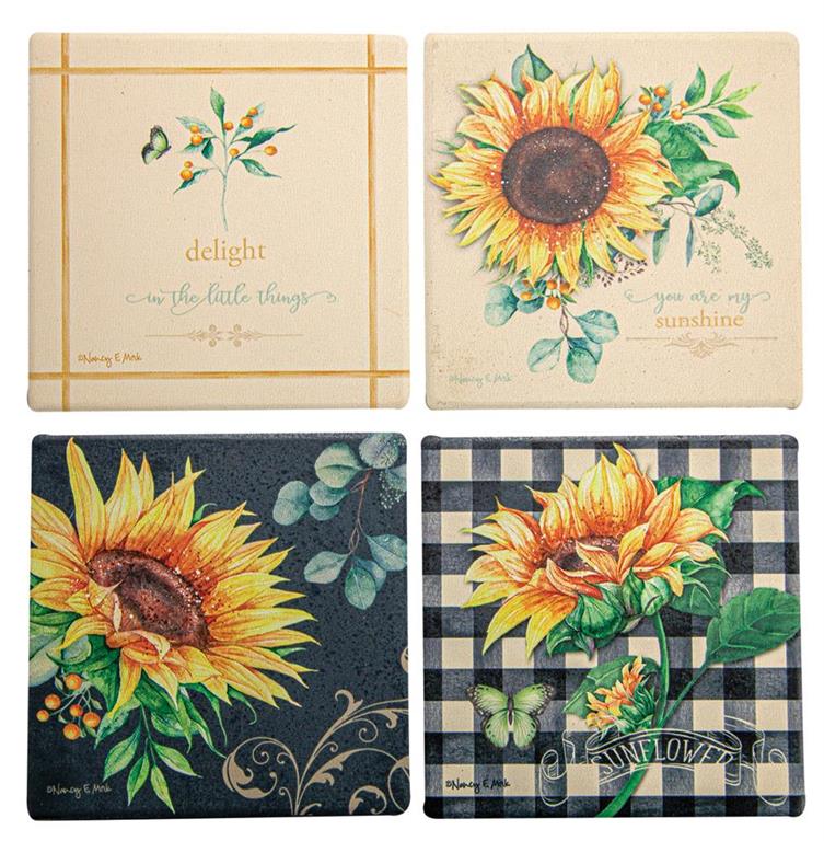 Sunflower Fields Coaster set of 4